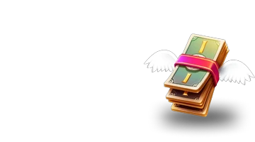 A stack of money with wings, representing the cashback offer at Irwin Gambling Platform, allowing players to recover a part of their losses.