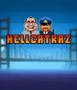 Explore the exciting world of Hellcatraz slot by Relax Gaming, showcasing a cartoonish prisoner and a guard with the infamous Alcatraz prison and San Francisco skyline in the background. This graphic depicts the light-hearted escapade of an prison break-themed game, perfect for players looking for a unique slot experience, offering a entertaining escape. 