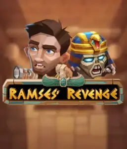 Uncover the ancient world of the Ramses' Revenge game by Relax Gaming, showcasing a frightened explorer and a menacing mummy against an Egyptian tomb backdrop. This image captures the drama of Egyptian archaeology, great for adventure seekers, delivering a captivating escape. 